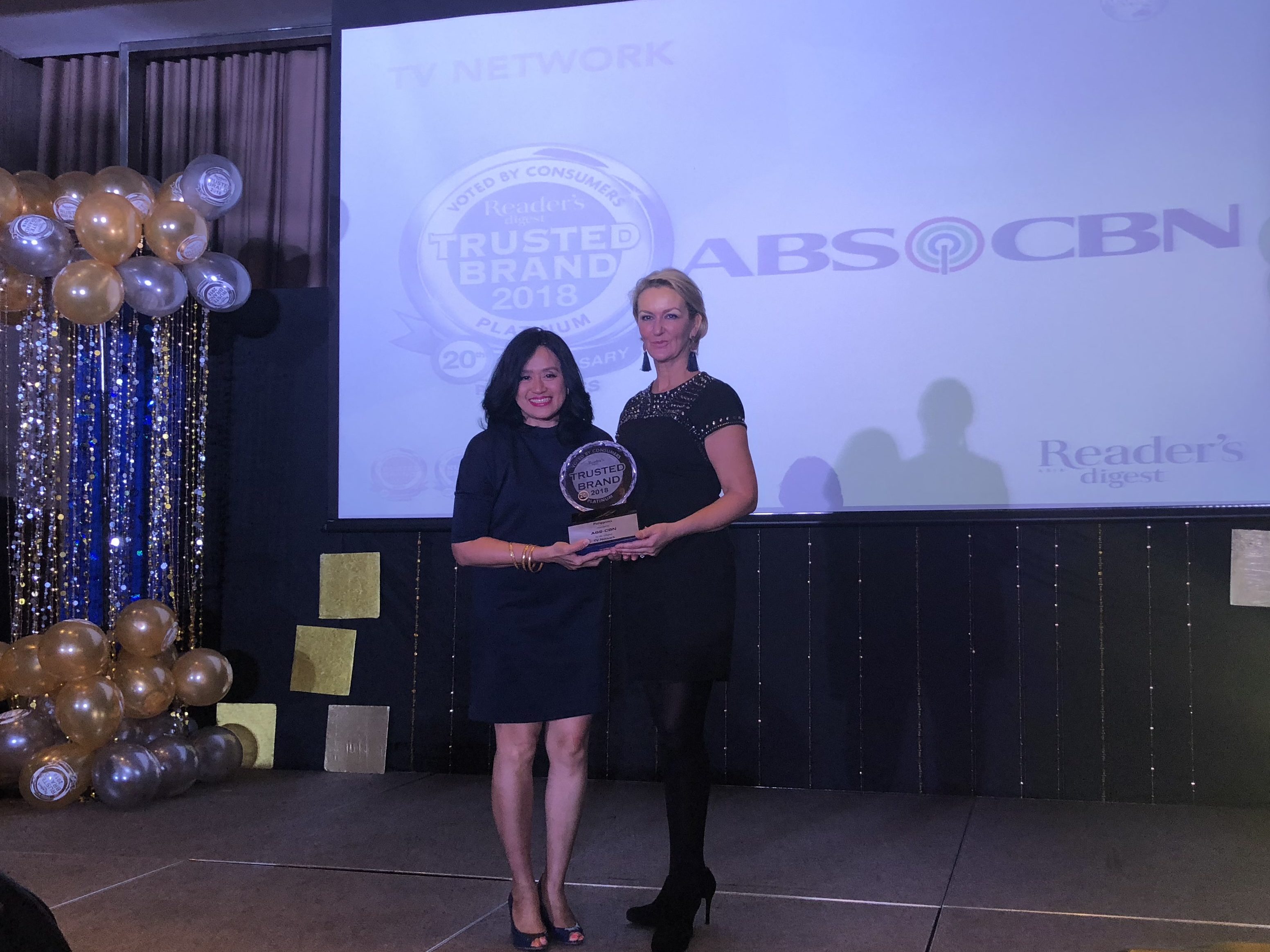 ABS-CBN wins Platinum Award at the Reader’s Digest Trusted Brands Awards for third straight year