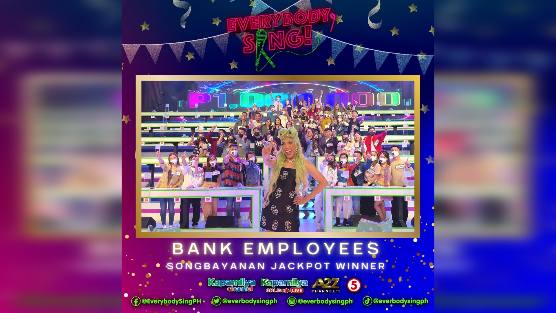Bank employees take home P1 million jackpot in "Everybody, Sing!"
