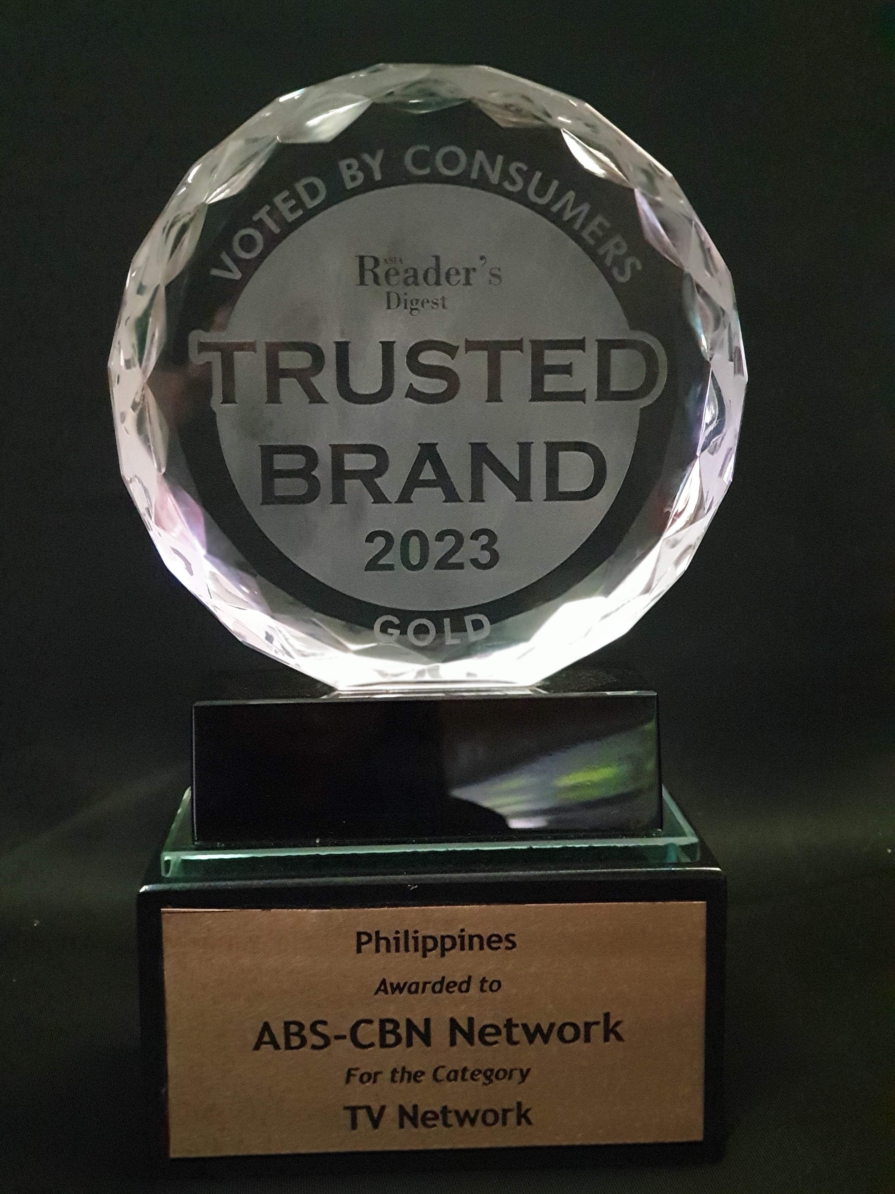 ABS CBN bags Gold award at Reader's Digest Trusted Brand 2023