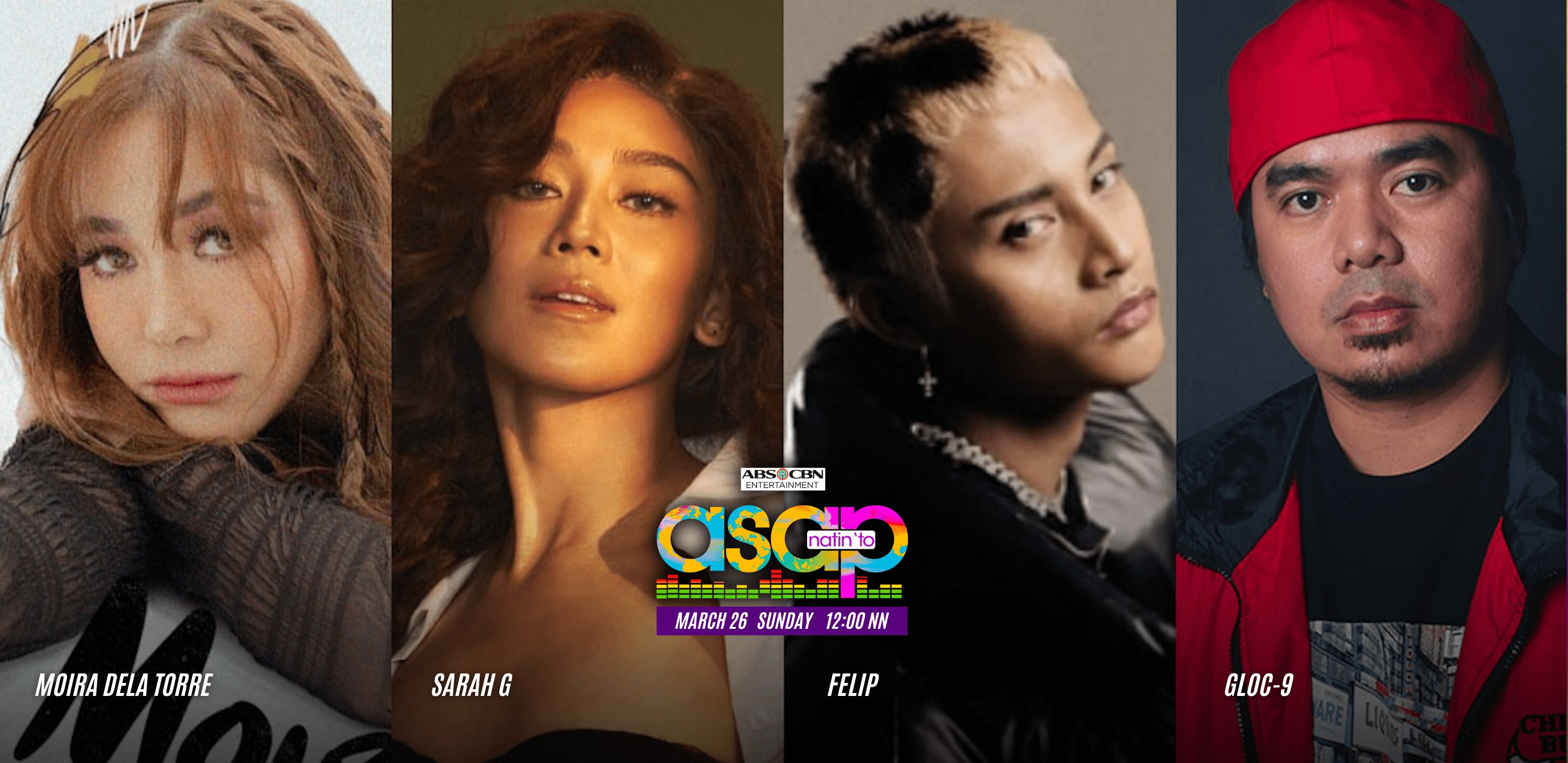 'ASAP Natin 'To' brings its hot pick acts from Sarah G, Moira, Felip, and Gloc9 this Sunday