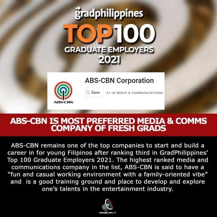 English artcard   ABS CBN is most preferred media and comms company for fresh grads