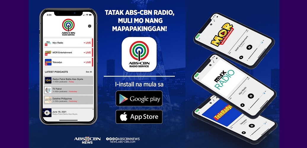 MOR Entertainment, MYX Radio, & TeleRadyo now available on the ABS-CBN Radio Service App