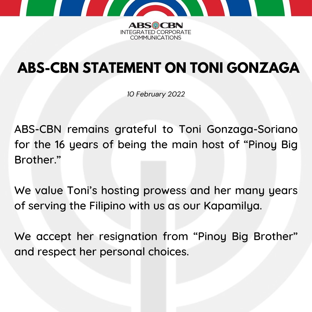 Artcard English ABS CBN Statement on Toni Gonzaga