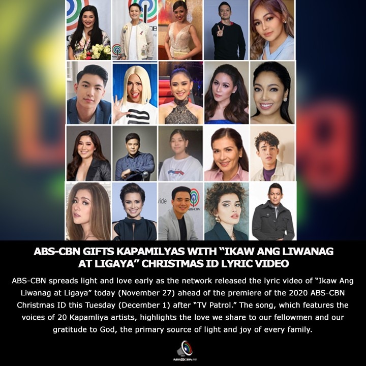 Artcard (English) ABS CBN GIFTS KAPAMILYAS WITH “IKAW ANG LIWANAG AT LIGAYA” CHRISTMAS ID LYRIC VIDEO