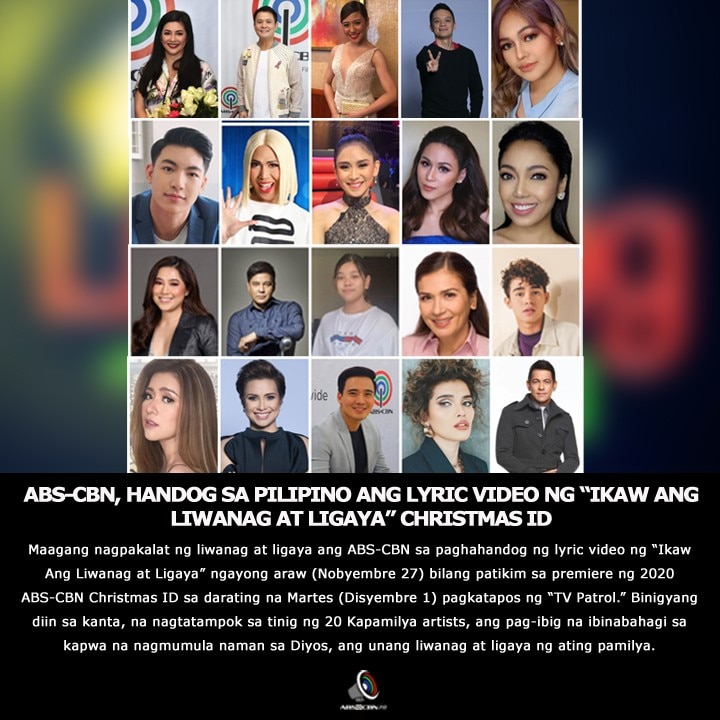 Artcard (Filipino) ABS CBN, HANDOG SA PILIPINO ANG LYRIC VIDEO NG “IKAW ANGLIWANAG AT LIGAYA” CHRISTMAS ID