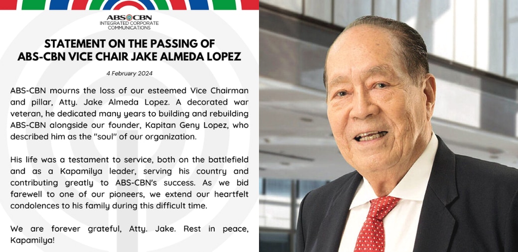 Statement on the passing of ABS-CBN Vice Chair Jake Almeda Lopez