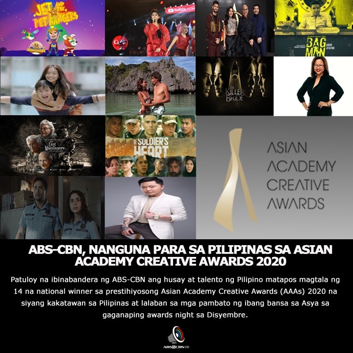 ABS CBN, NANGUNA PARA SA PILIPINAS SA ASIAN ACADEMY CREATIVE AWARDS 2020