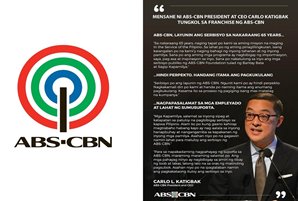 Statement of ABS-CBN President and CEO Carlo Katigbak on the franchise renewal of ABS-CBN