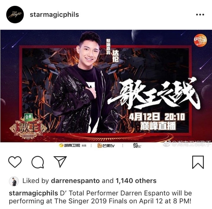 Int’l Filipino music artist Darren Espanto is a guest performer at “Singer 2019” finals