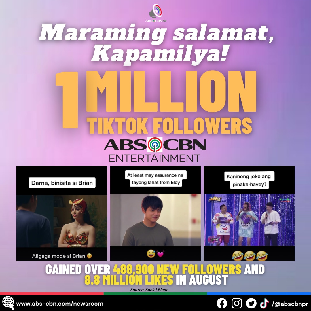 ABS CBN Entertainment 1M followers on TikTok