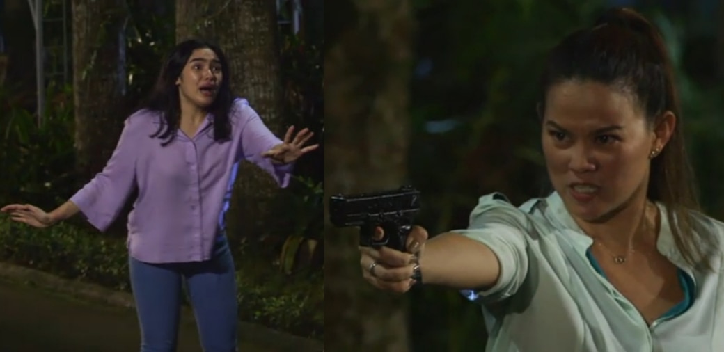 Thelma (Andrea del Rosario) threatens to shoot Mira (Andrea Brillantes)