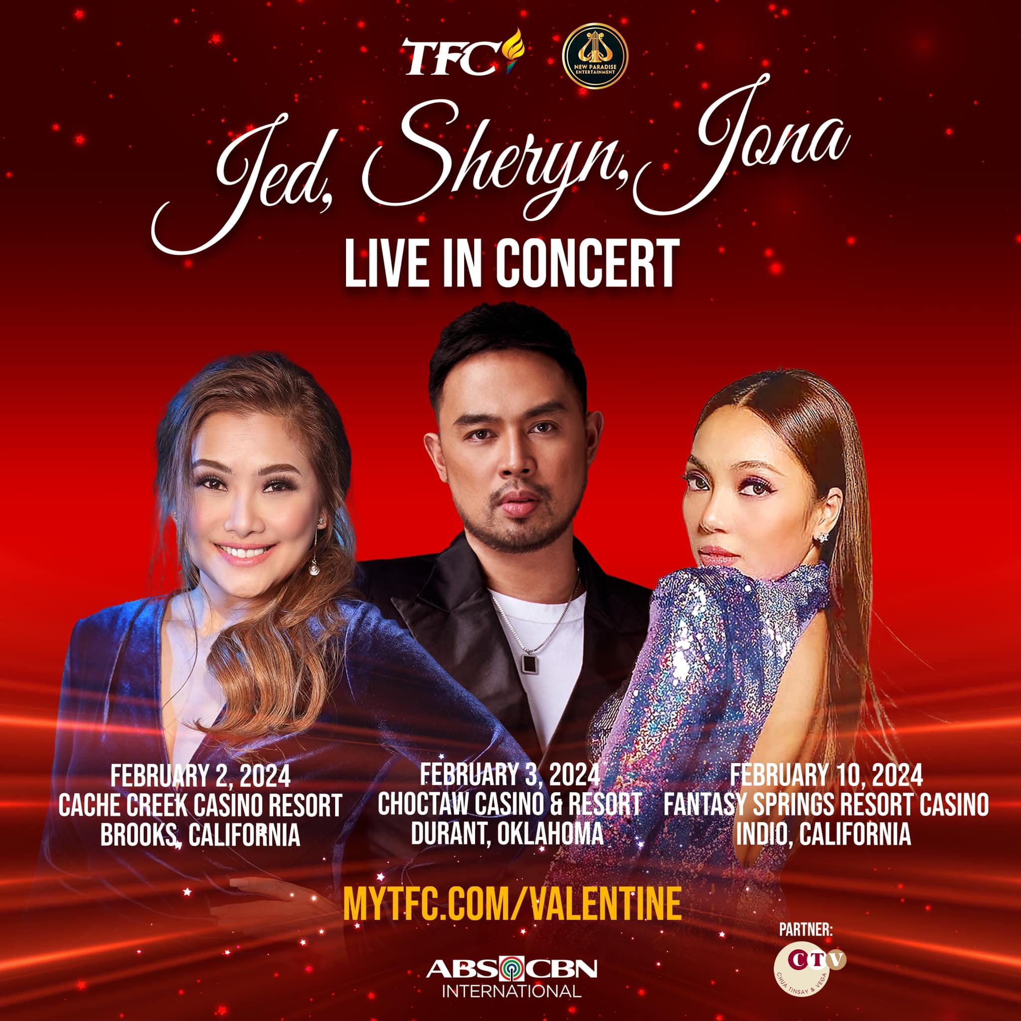 Jed Madela, Sheryn Regis, and Jona Viray Announce a Series of Valentine's Concerts Across the U.S.