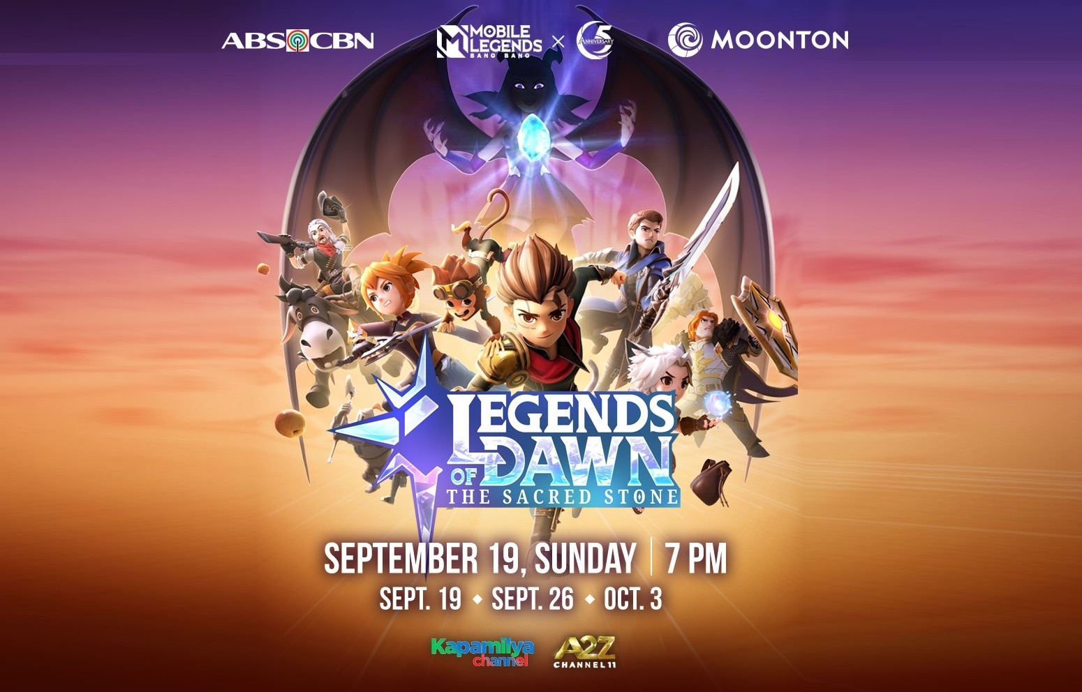 Mobile Legends' "Legends of Dawn: The Sacred Stone" airs on Kapamilya Channel, A2Z on September 19