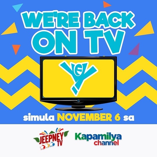 Balik TV ang YeY starting Nov  6 sa Jeepney TV at Kapamilya Channel__
