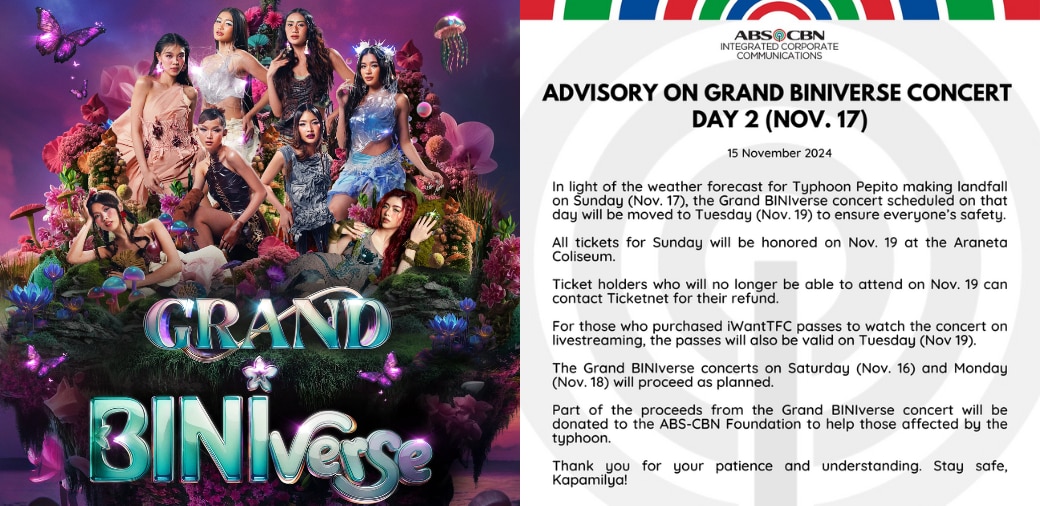 Advisory on Grand BINIverse Concert Day 2 (Nov. 17)