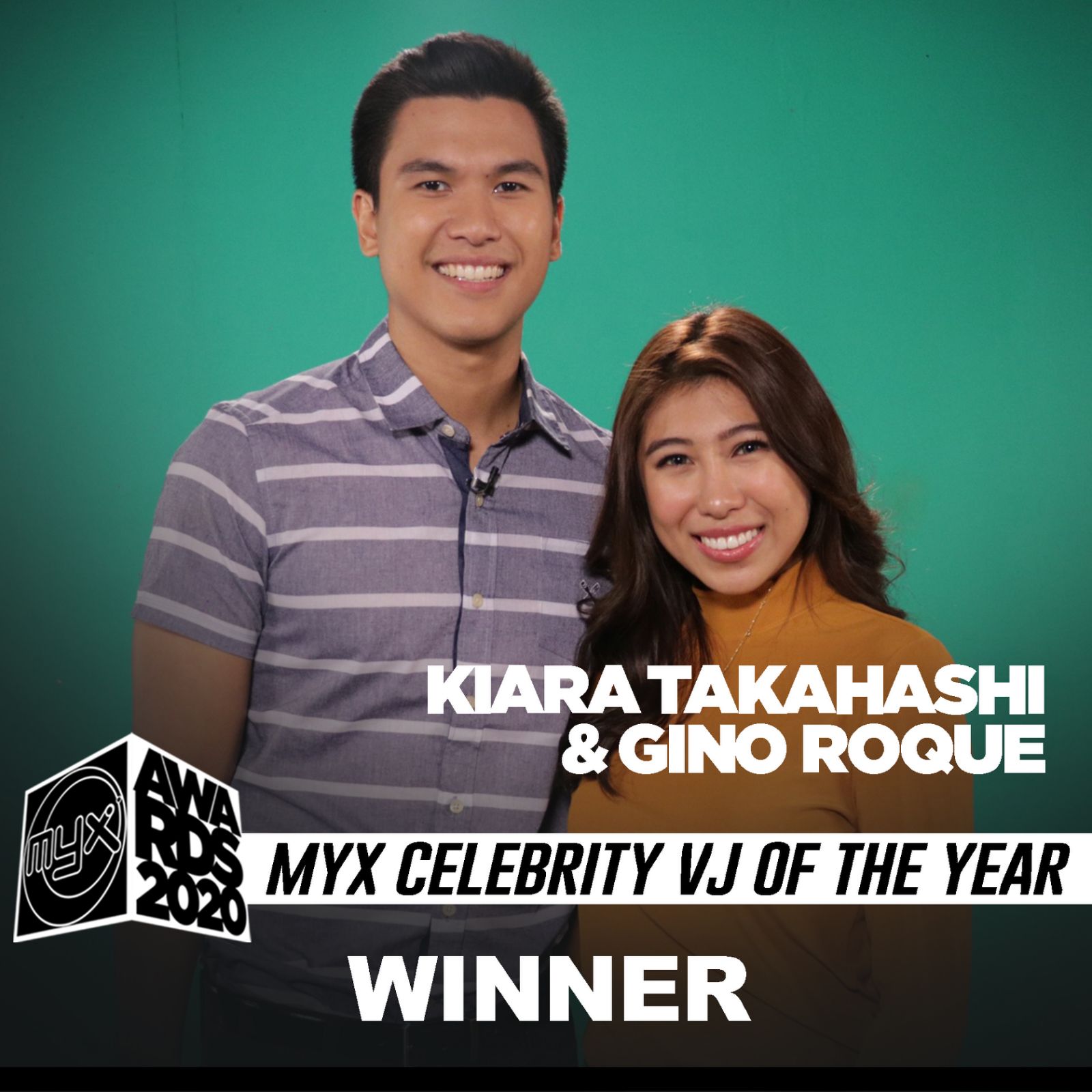 Kiara Takahashi and Gino Roque are named MYX Celebrity VJ of the Year