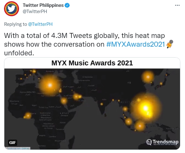 MYXAwards2021 records 4 3M tweets globally
