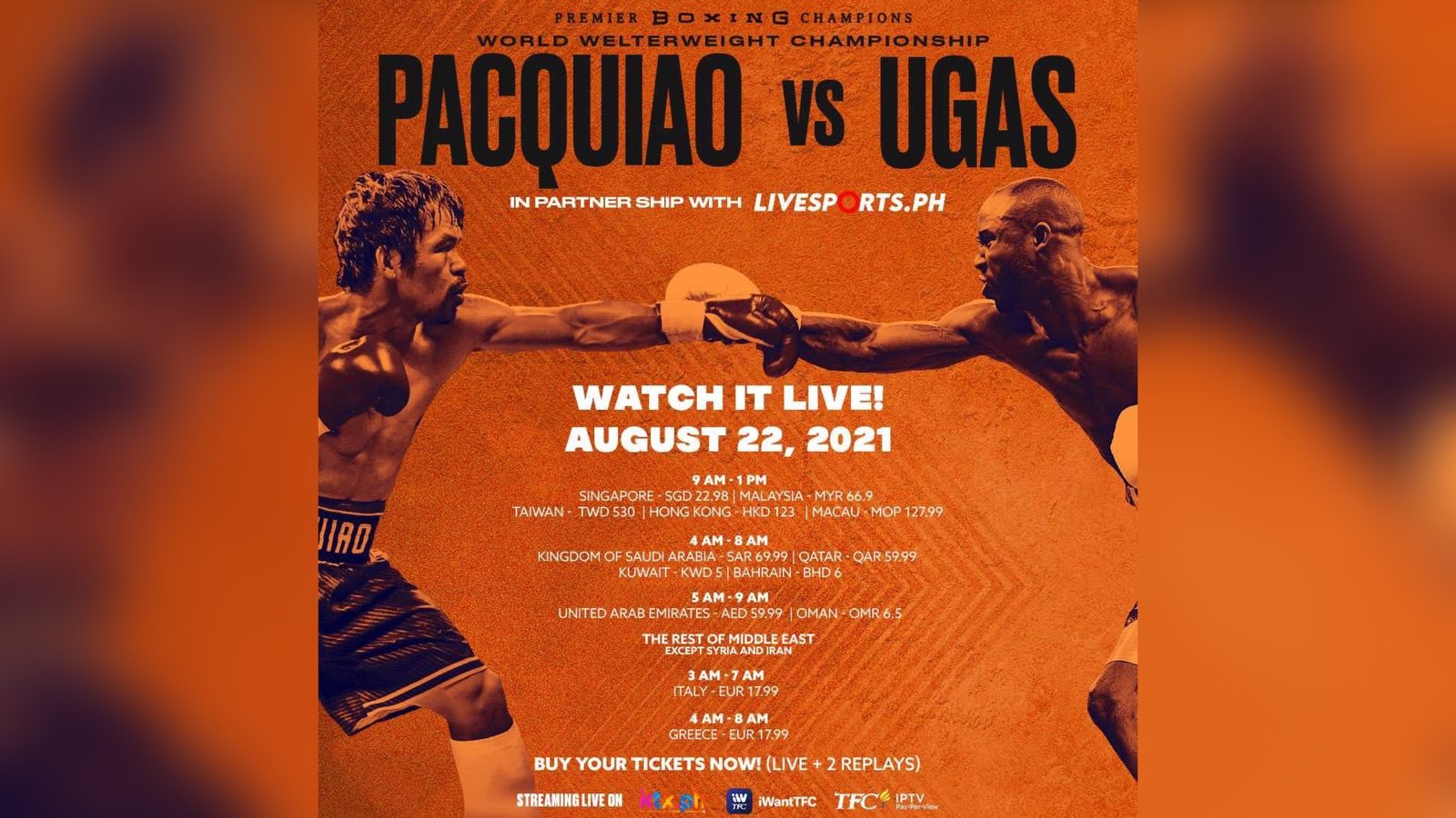 ABS-CBN TFC LIVE PPV still on as Manny Pacquiao faces new opponent, Yordenis Ugas
