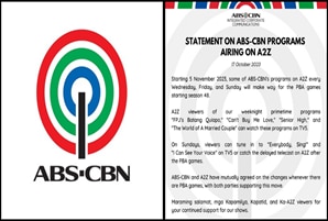 Statement on ABS-CBN programs airing on A2Z