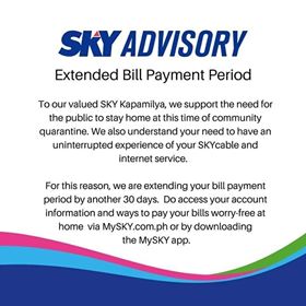 SKY Advisory on the extension of bill payment period