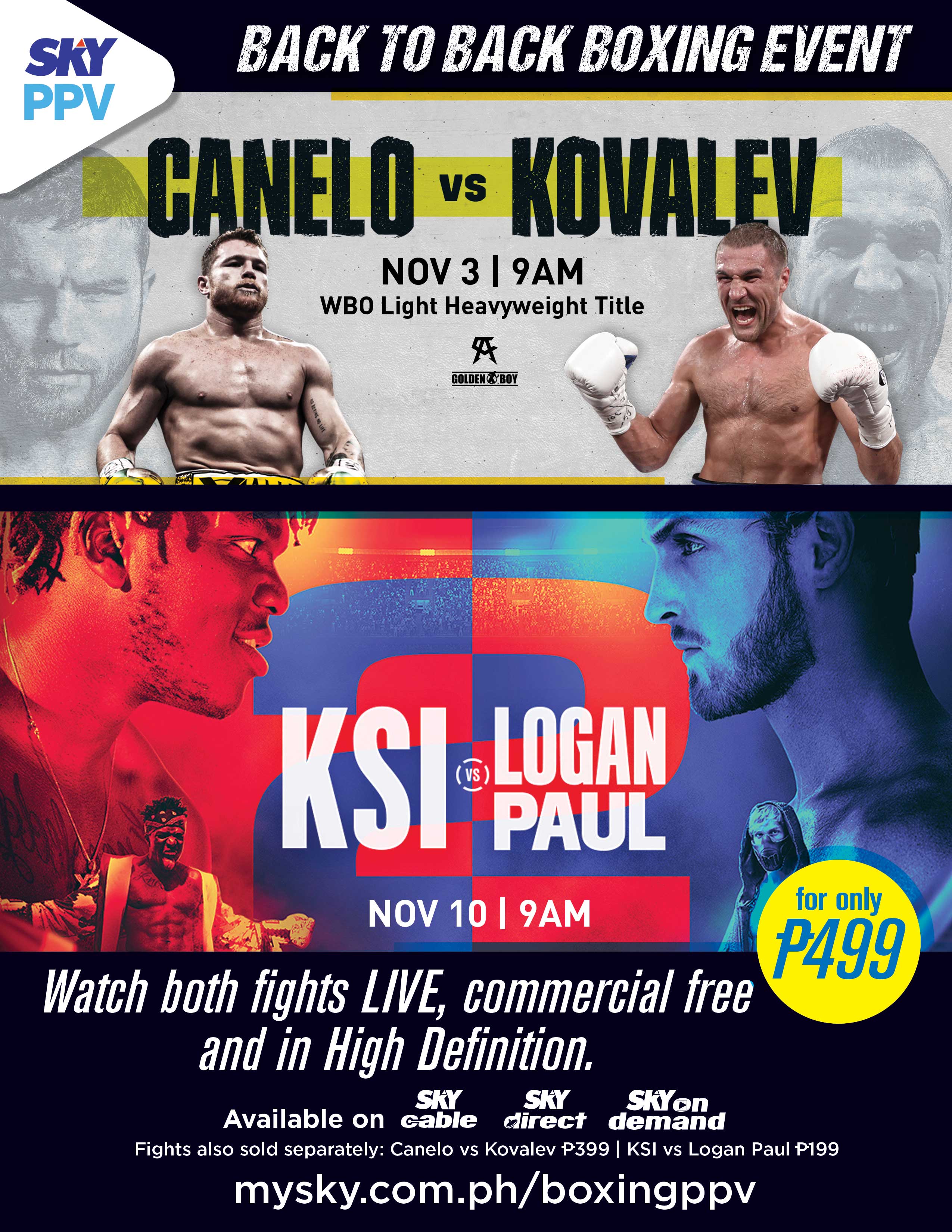Canelo-Kovalev, KSI-Logan Paul boxing bouts heat up SKY Sports PPV