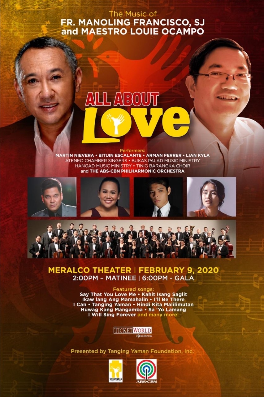 Louie Ocampo and Fr. Manoling Francisco, SJ's "All About Love"concert returns with Valentine performance
