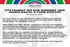 Statement on Sue Ramirez and Maris Racal's fake photos
